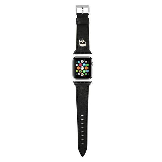 Original Case APPLE WATCH 42 / 44 / 45 MM Karl Lagerfeld Strap Saffiano Karl Heads (KLAWLOKHK) black