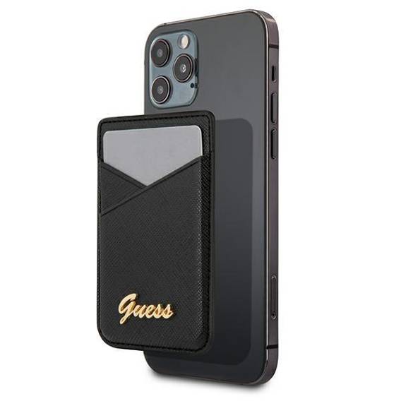 Original Case Guess Wallet Card Slot Magsafe Saffiano (GUWMSSASLBK) black