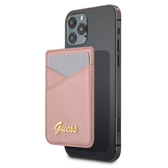 Original Case Guess Wallet Card Slot Magsafe Saffiano (GUWMSSASLPI) pink