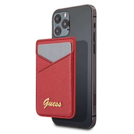 Original Case Guess Wallet Card Slot Magsafe Saffiano (GUWMSSASLRE) red