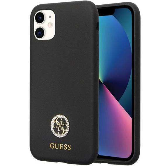 Original Case IPHONE 11 Guess Hardcase Silicone Logo Strass 4G (Guhcn614dgpk) black