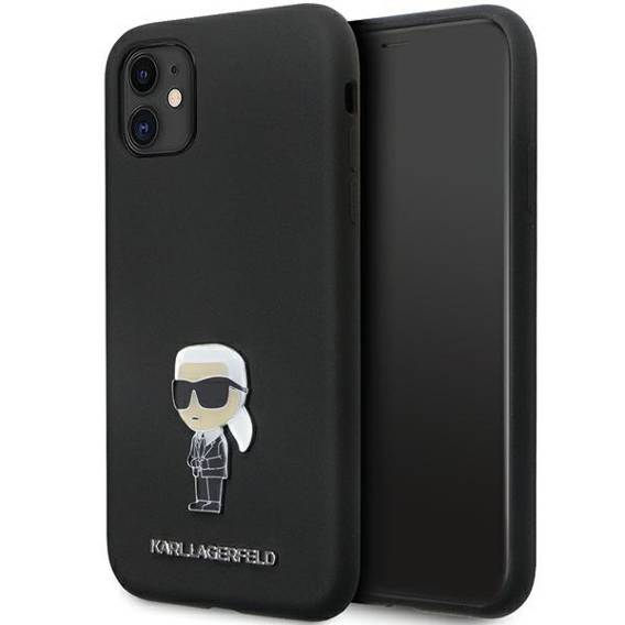 Original Case IPHONE 11 Karl Lagerfeld Silicone Ikonik Metal Pin (KLHCN61SMHKNPK) black