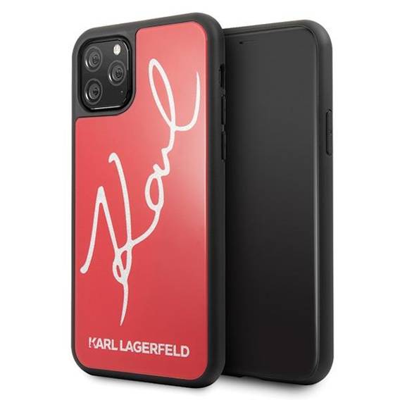 Original Case IPHONE 11 PRO Karl Lagerfeld Hard Case Signature Glitter (KLHCN58DLKSRE) red