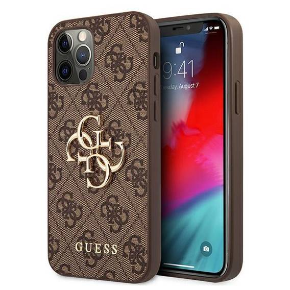 Original Case IPHONE 12 / 12 PRO Guess Hardcase 4G Big Metal Logo (GUHCP12M4GMGBR) brown