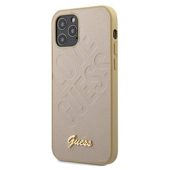 Original Case IPHONE 12 MINI Guess Hardcase Iridescent Love Script Gold Logo (GUHCP12SPUILGLG) gold