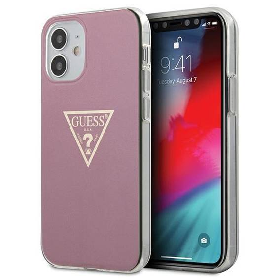 Original Case IPHONE 12 MINI Guess Hardcase Metallic Collection (GUHCP12SPCUMPTPI) pink