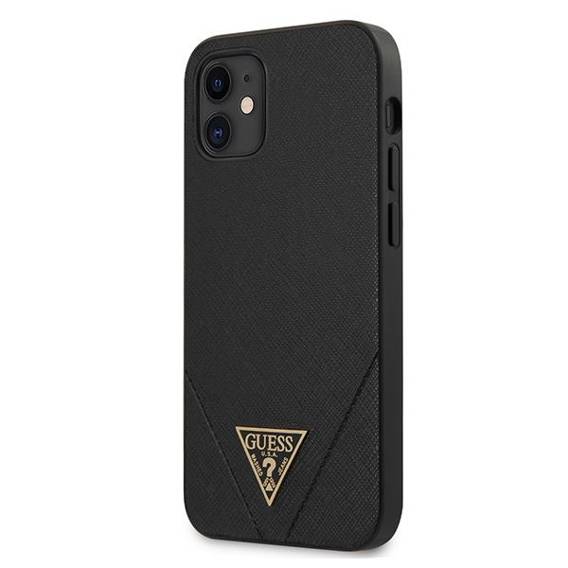 Original Case IPHONE 12 MINI Guess Hardcase Saffiano (GUHCP12SVSATMLBK) black