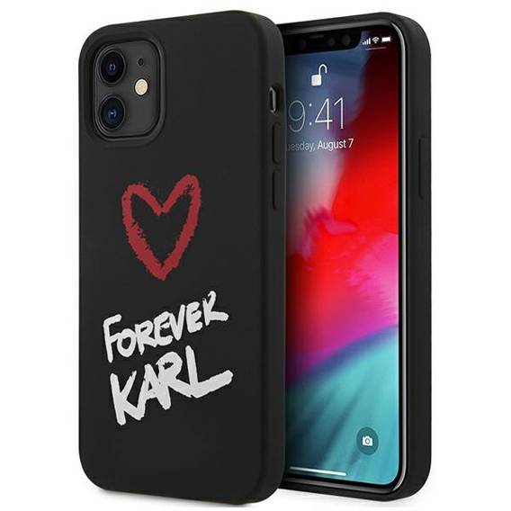 Original Case IPHONE 12 MINI Karl Lagerfeld Hardcase Silicone Forever Karl (KLHCP12SSILKRBK) black