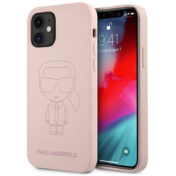 Original Case IPHONE 12 MINI Karl Lagerfeld Silicone Ikonik Outline (KLHCP12SSILTTPI) pink