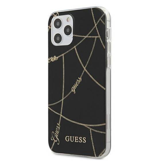 Original Case IPHONE 12 PRO MAX Guess Hardcase Gold Chain Collection (GUHCP12LPCUCHBK) black