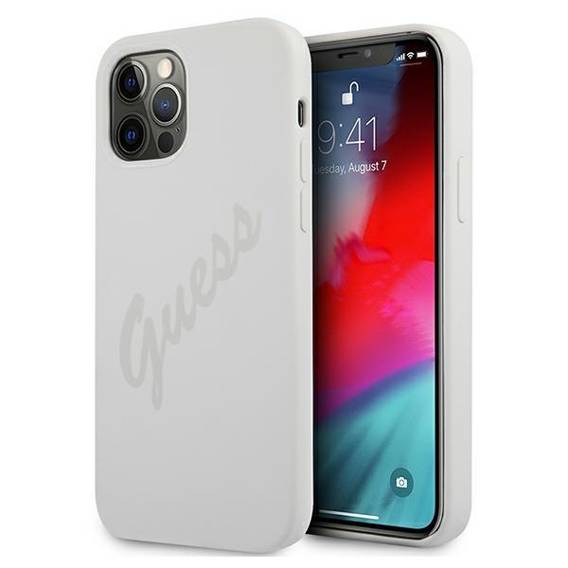 Original Case IPHONE 12 PRO MAX Guess Hardcase Script Vintage (GUHCP12LLSVSCR) gray