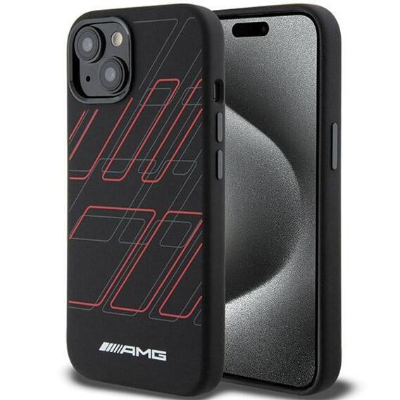 Original Case IPHONE 13 / 14 / 15 AMG Hardcase Silicone Large Rhombuses Pattern MagSafe (AMHMP15S23SSPK) black