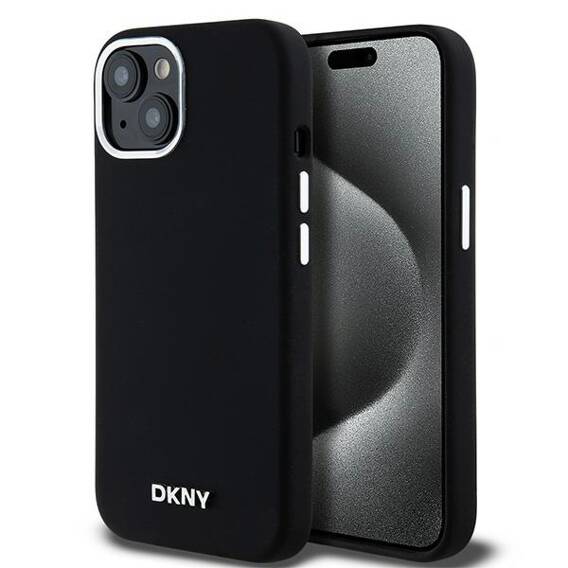 Original Case IPHONE 13 / 14 / 15 DKNY Hardcase Liquid Silicone Small Metal Logo MagSafe (DKHMP15SSMCHLK) black