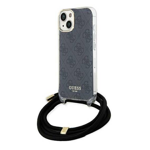 Original Case IPHONE 13 / 14 / 15 Guess Hardcase Crossbody Cord 4G Print (GUHCP15SHC4SEK) black