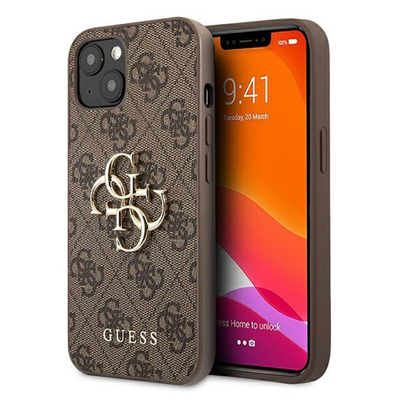 Original Case IPHONE 13 6,1" Guess Hardcase 4G Big Metal Logo GUHCP13M4GMGBR brown