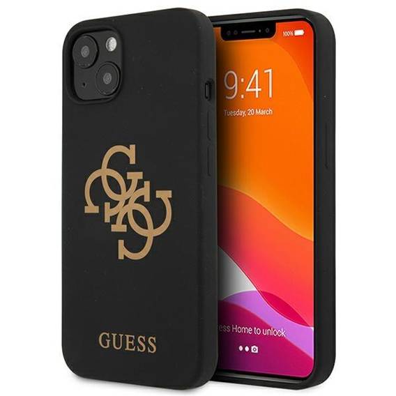 Original Case IPHONE 13 Guess Hard Case Silicone 4G Logo (GUHCP13MLS4GGBK) black