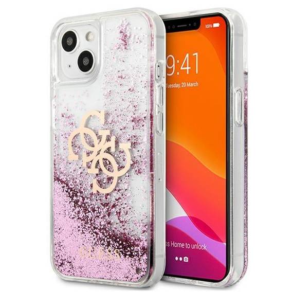 Original Case IPHONE 13 MINI Guess Hardcase 4G Big Liquid Glitter (GUHCP13SLG4GPI) pink