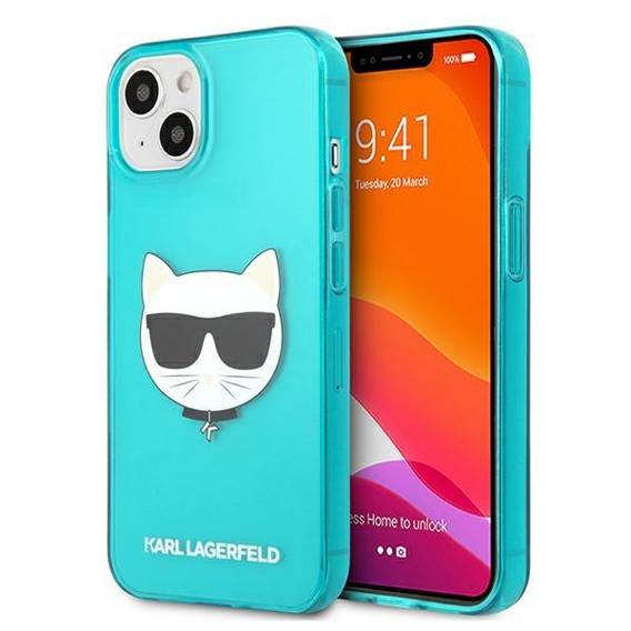 Original Case IPHONE 13 MINI Karl Lagerfeld Hardcase Glitter Choupette Fluo (KLHCP13SCHTRB) blue