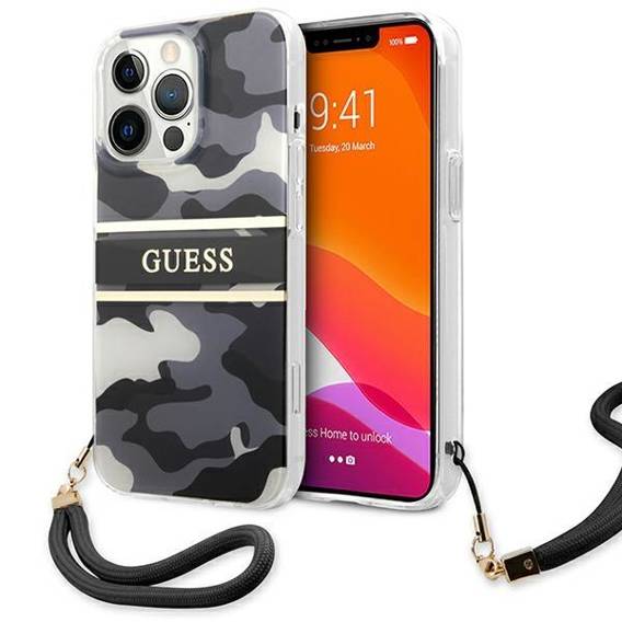 Original Case IPHONE 13 PRO MAX Guess Hardcase Camo Strap Collection (GUHCP13XKCABBK) black