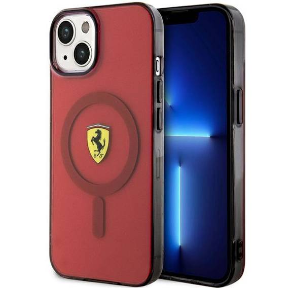 Original Case IPHONE 14 Ferrari Hardcase Translucent Magsafe (FEHMP14SURKR) red