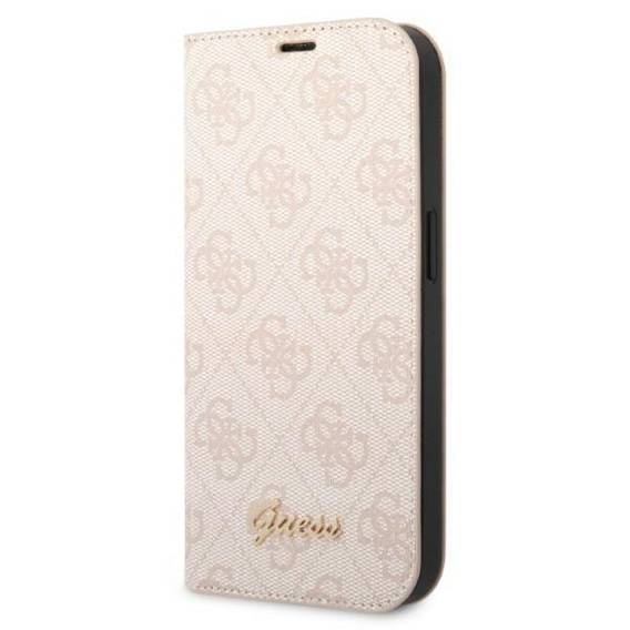 Original Case IPHONE 14 Guess Book 4G Vintage Gold Logo (GUBKP14SHG4SHP) pink