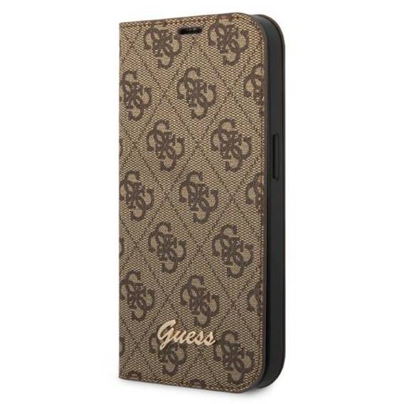 Original Case IPHONE 14 Guess Book 4G Vintage Gold Logo (GUBKP14SHG4SHW) brown