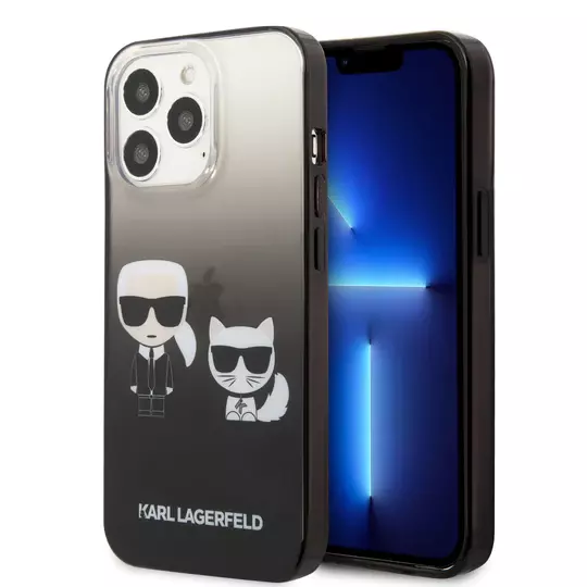 Original Case IPHONE 14 Karl Lagerfeld Hardcase Gradient Ikonik Karl & Choupette (KLHCP14STGKCK) black