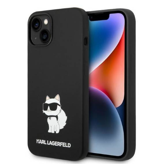 Original Case IPHONE 14 Karl Lagerfeld Hardcase Silicone Ikonik (KLHCP14SSNCHBCK) black