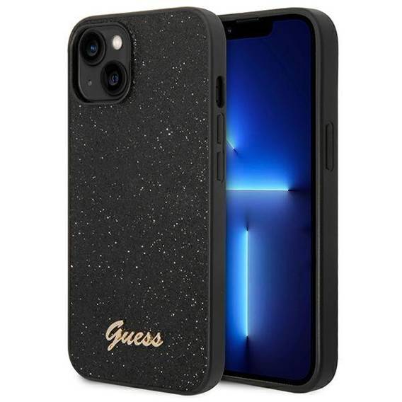 Original Case IPHONE 14 PLUS Guess Hard case Glitter Script black