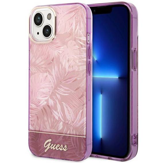 Original Case IPHONE 14 PLUS Guess Hardcase Jungle Collection (GUHCP14MHGJGHP) pink