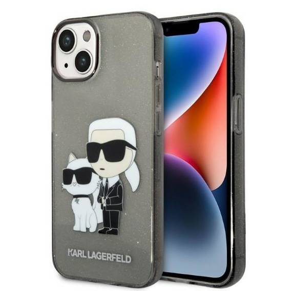 Original Case IPHONE 14 PLUS Karl Lagerfeld Hardcase IML GLIT NFT Karl&Choupette (KLHCP14MHNKCTGK) black