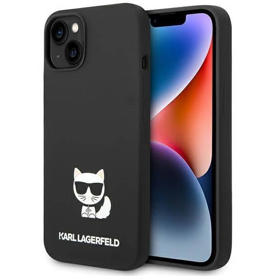 Original Case IPHONE 14 PLUS Karl Lagerfeld Hardcase Silicone Choupette Body (KLHCP14MSLCTBK) black