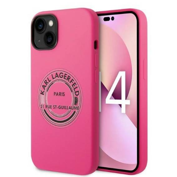 Original Case IPHONE 14 PLUS Karl Lagerfeld Hardcase Silicone RSG (KLHCP14MSRSGRCF) pink