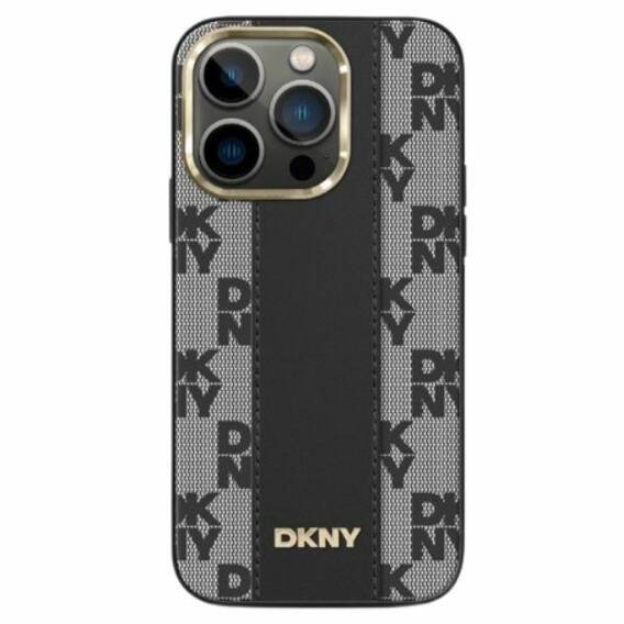 Original Case IPHONE 14 PRO DKNY Hardcase Leather Checkered Mono Pattern MagSafe (DKHMP14LPCPVSLK) black
