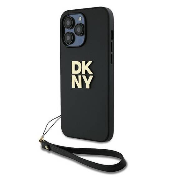 Original Case IPHONE 14 PRO DKNY Hardcase Wrist Strap Stock Logo (DKHCP14LPBSWSK) black