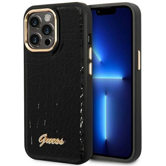 Original Case IPHONE 14 PRO Guess Croco Collection (GUHCP14LHGCRHK) black