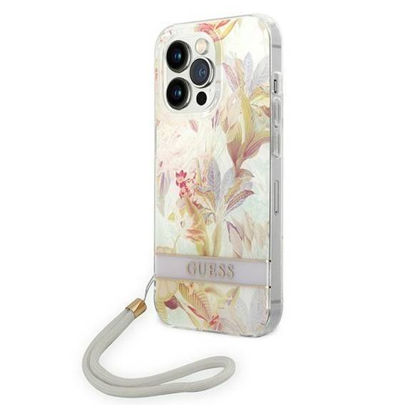 Original Case IPHONE 14 PRO Guess Hardcase Flower Strap (GUOHCP14LHFLSU) purple