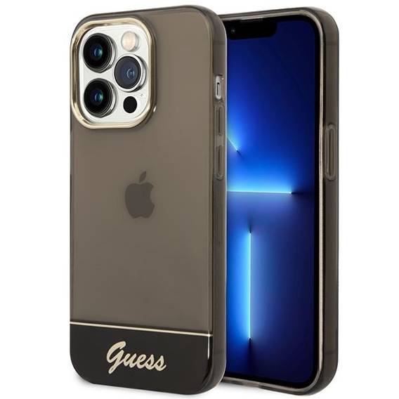 Original Case IPHONE 14 PRO Guess Hardcase Translucent black