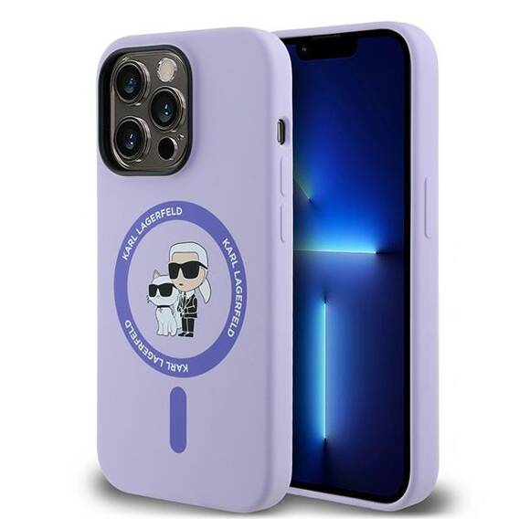 Original Case IPHONE 14 PRO Karl Lagerfeld HC Silicone KC Heads Ring MagSafe (KLHMP14LSCMKCRHU) purple