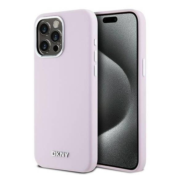 Original Case IPHONE 14 PRO MAX DKNY Hardcase Liquid Silicone Small Metal Logo MagSafe (DKHMP14XSMCHLP) pink