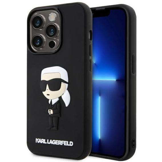 Original Case IPHONE 14 PRO MAX Karl Lagerfeld Hardcase Rubber Ikonik 3D (KLHCP14X3DRKINK) black