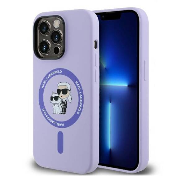 Original Case IPHONE 14 PRO MAX Karl Lagerfeld Hardcase Silicone KC Heads Ring MagSafe (KLHMP14XSCMKCRHU) purple