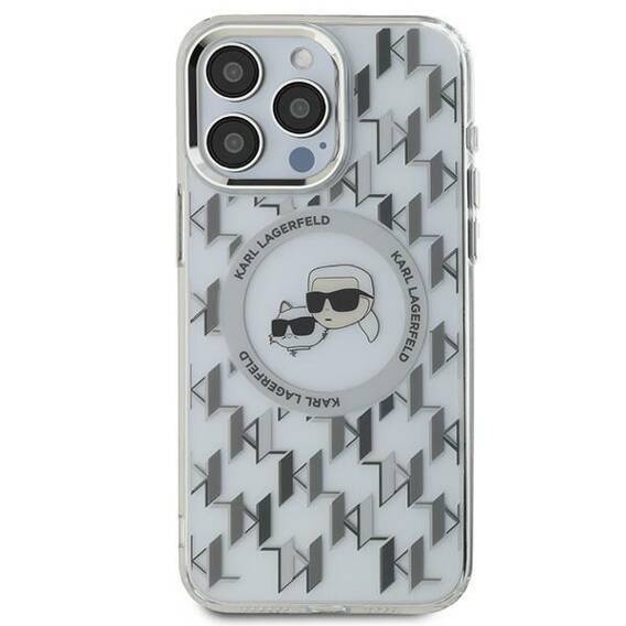 Original Case IPHONE 15 Karl Lagerfeld IML Monogram Karl&Choupette Head MagSafe (KLHMP15SHMCKMHT) transparent