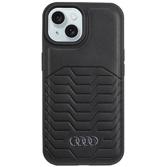 Original Case IPHONE 15 PLUS / 14 PLUS Audi Synthetic Leather MagSafe (AU-TPUPCMIP15M-GT/D3-BK) black
