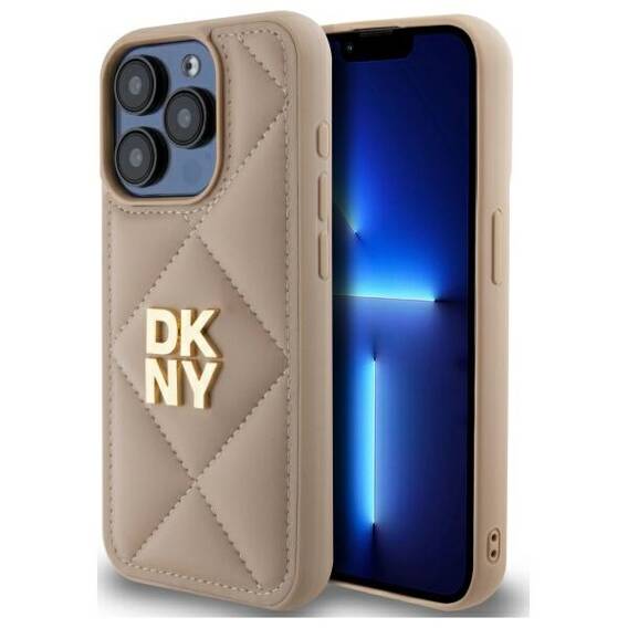 Original Case IPHONE 15 PRO MAX DKNY Quilted Stack Logo (DKHCP15XPQDSLE) beige