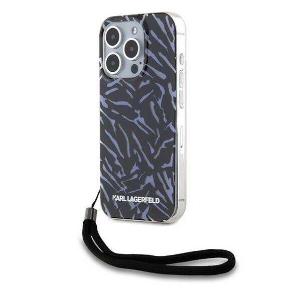 Original Case IPHONE 15 PRO MAX Karl Lagerfeld Hardcase IML Zebra Pattern & Cord (KLHCP15XHZBPKCCU) purple