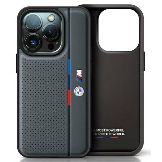 Original Case IPHONE 16 BMW Hardcase M Perforated Tricolor Detail Line (BMHCP16S23PUPVA) anthracite