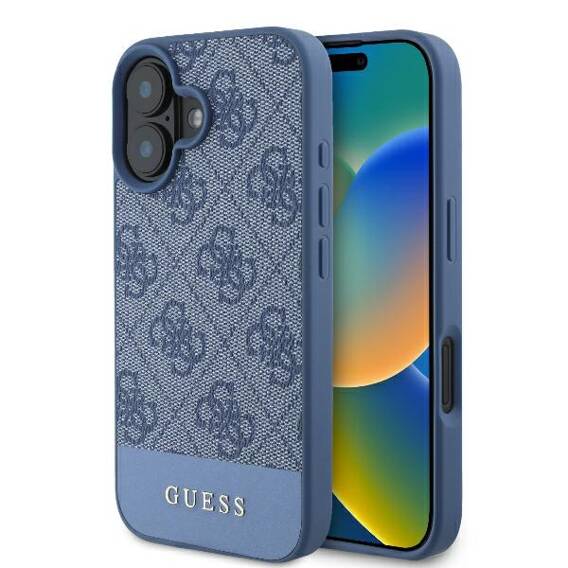 Original Case IPHONE 16 Guess Hardcase 4G Bottom Stripe (GUHCP16SG4GLBL) blue