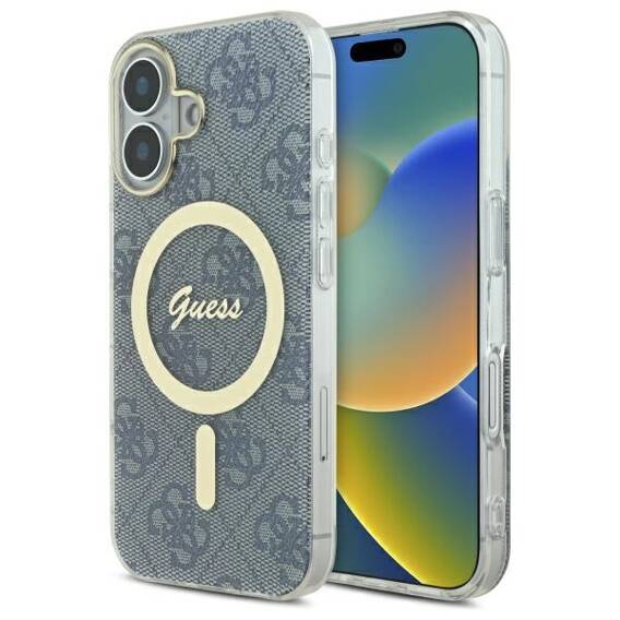 Original Case IPHONE 16 Guess Hardcase IML 4G MagSafe (GUHMP16SH4STB) blue