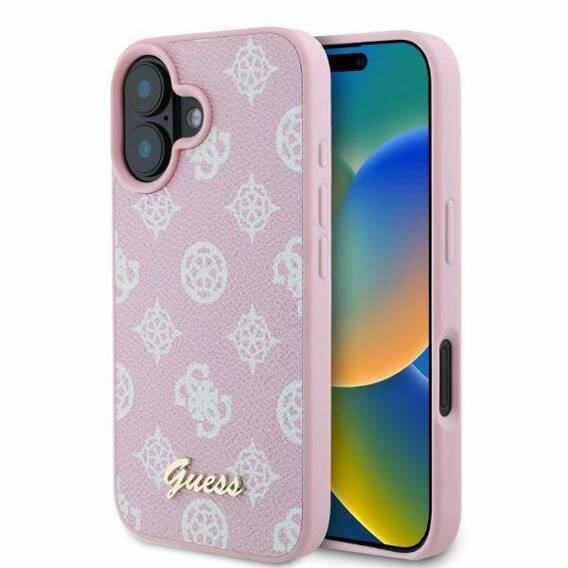 Original Case IPHONE 16 Guess Hardcase Peony Script MagSafe (GUHMP16SPGPYSP) pink